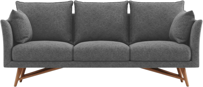 Gray Couch with Wooden Legs 